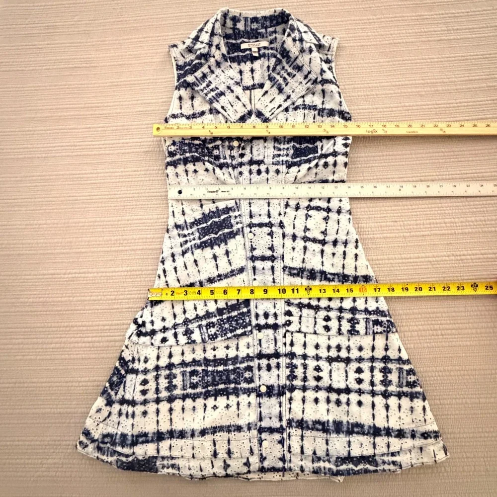 Derek Lam 10 Crosby Womens Tie Dye Eyelet Cotton Shirt Dress Blue White Size 2